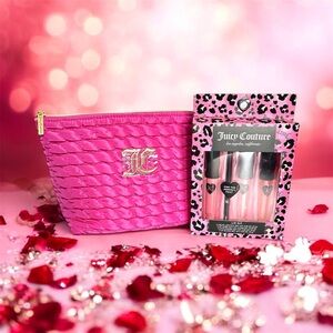 Juicy Couture Pink Quilted Makeup Bag Gift Set New!